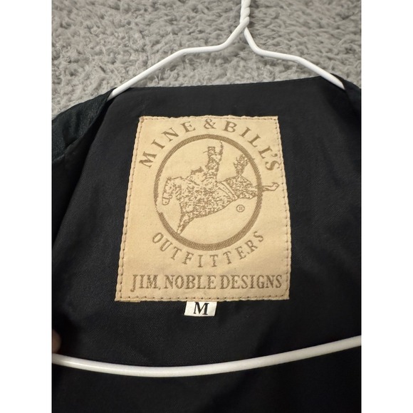 Cowboy Leather Vest Mine Bills Outfitters Medium Western Biker Black Fringe Mens - Picture 7 of 8